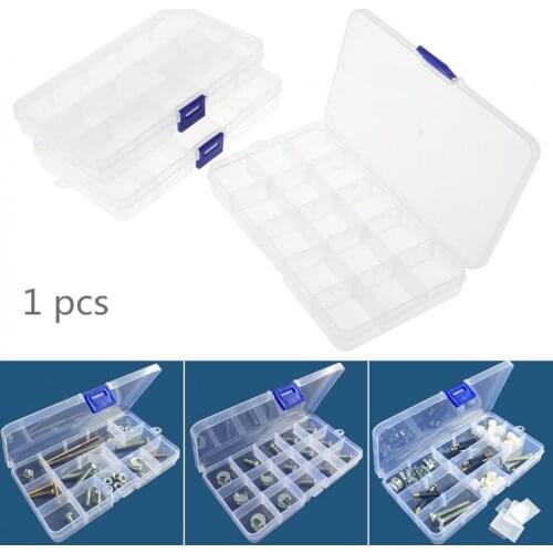 15 Grid Adjustable Transparent Plastic Jewelry Ring Earrings Box CaseDetachable Hardware Tool Box Assortment Box with Lid