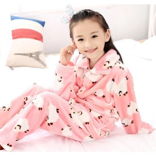 2019 Winter Sleepwear Girls Pajama Sets for toddler girl fluffy Kids Pjs for Girl Kids Cozy Clothing Costume Pijamas