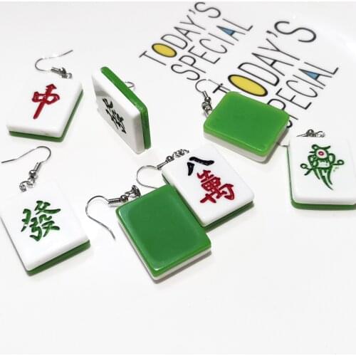 2021 New Design Hand-Made Personalized Creative Ladys Mahjong Volleyball Earrings Simulation Painless Ear Clips Personality