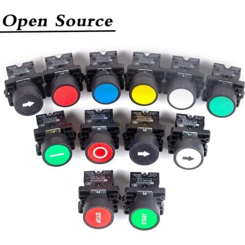 22mm XB2-EA Plastic Push Button Switch Start / Stop Black / White Arrow 10A/415V Self-reset/Momentary Symbol Button Switch