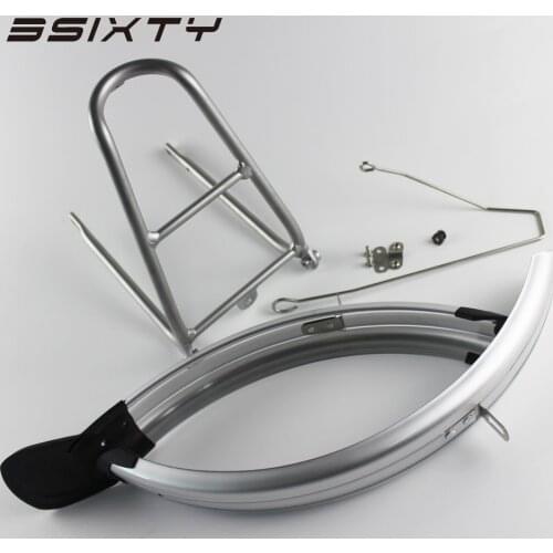 3SIXTY Bicycle Fender for Brompton Bike Front & Rear Mudguard Fender Kit with Q Rack Silver