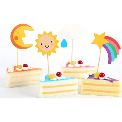 4pcs cupcake topper cloud moon sun star paper cake topper party decoration