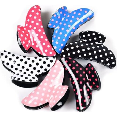 9cm Fashion Large Black Polka Dot Hair Claw Crab Clamp Hair Clip Accessories For Women 2020 High Quality Acrylic Head Band 21006
