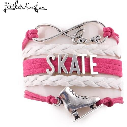 Little MingLou Infinity love SKATE Bracelet Skating Shoes Charm leather wrap men bracelets & bangles for women jewelry