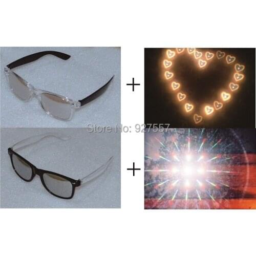 Black +Clear Mixed Color Fireworks Glasses Silver Mirror Glasses