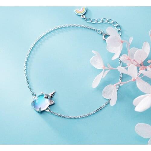 Colusiwei Unicorn Rainbow Chain Bracelets 925 Sterling Silver Femme Animal Design Jewelry Natural Crystal Bijoux for Girl