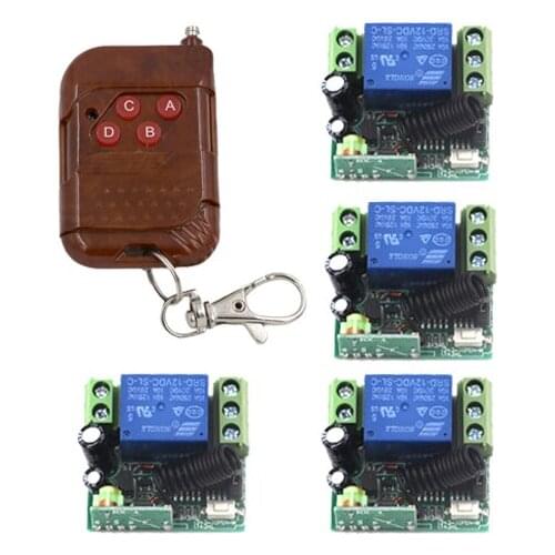 DC 12V 1 ch RF wireless remote control switch 4 X 10A receiver +1 X peach wooden transmitter SKU: 5424