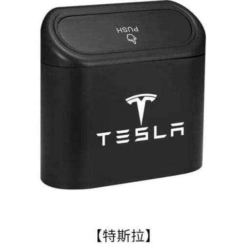 For Tesla Car Trash Bin Hanging Vehicle Garbage Dust Case Storage Box Trash Can Auto Accessories