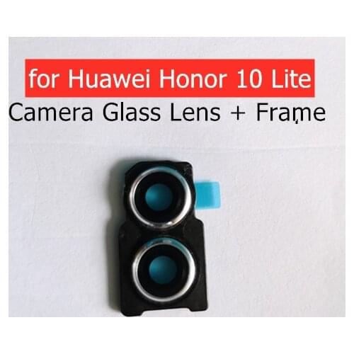 For Huawei Honor 10 Lite Back Camera Glass Lens Frame Holder Rear Camera Glass Back Cover with Frame Glue Repair Spare Parts