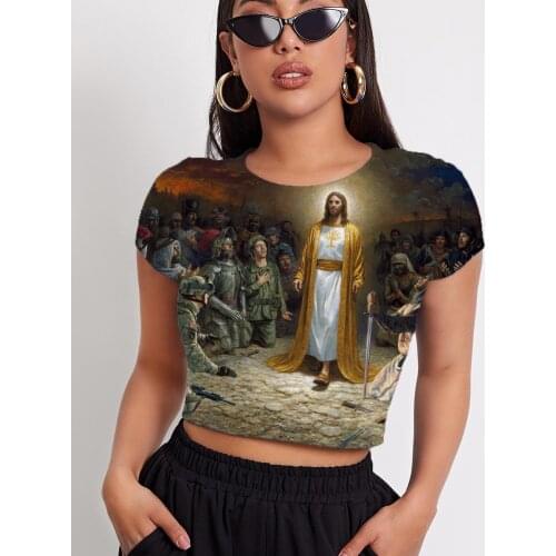 3d Tshirt Christian T shirt Women Jesus T-shirts 3d Harajuku Funny T shirts Womens Clothing Punk Rock Casual Tops Slim O-Neck