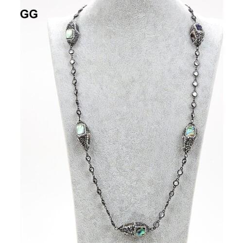 GuaiGuai Jewelry 28" Abalone Shell Crystal Chain Necklace