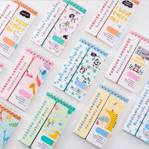 1 Piece Pocket 60 Sheets Kawaii Cartoon Students Vocabulary Notebook English Study Memo Notes Planner Book School Stationery