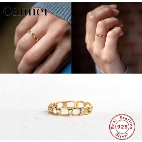 Genuine 925 Sterling Silver AAAAA Zircon Finger Rings Hollow Dainty Delicate Charm Rings For Women Wedding Jewelry anillos W5