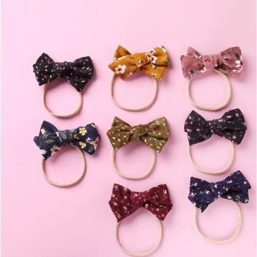 Korean Corduroy Bowknot Hair Ties Kids Hair Accessories For Girls Hair Bows Clip Vintage Elastic Hair Bands Hairpins Barrettes