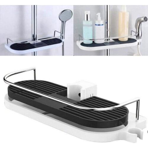 Multi-funtional Shower Caddy Bathroom Shelf Organizer Shower Pole Tray Holder Easy to Install