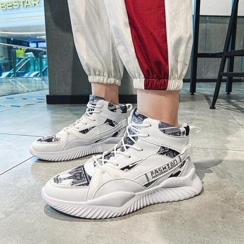 Autumn High Top Man Shoes Sport Men PU Leather Sneakers Mens Running Shoes White Sports Shoes Male Bascket Homme 2020 GMD-1043