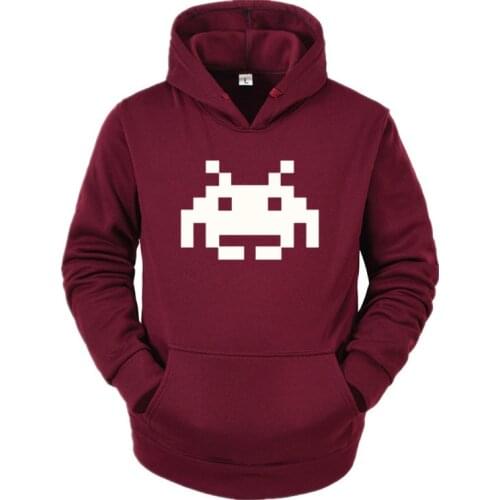 Game Space Invader Printed Men Hoodies Funny Winter Sweatshirt Cotton Long Sleeve Streetwear Sweatshirt Homme Tops hoodie