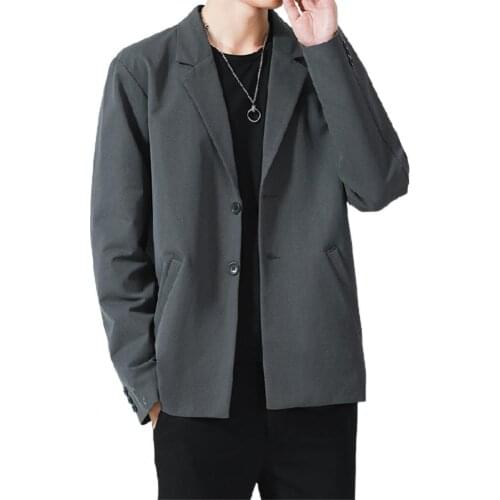 Men Blazer retro style Single-breasted Solid Color long breasted Summer Lapel Pockets Jacket Daily Streetwear Male blazer 2021
