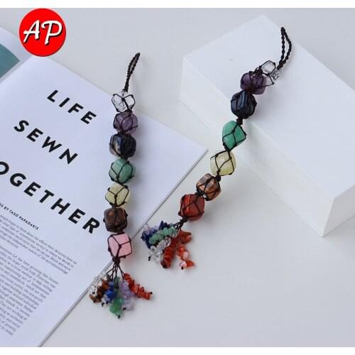 Natural Quartz Seven Colors Gemstone Chakra Polished Crystal Stone Pendants Hanging Decor Health Gift of Chakra Yoga