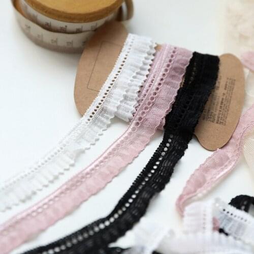 15M/lot 1.5CM wide white black lotus root purple polyester elastic lace underwear pillow trimming clothing accessories X515