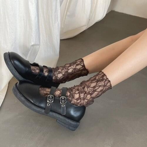 Lace Pile Socks Women 1 Pair Fashion Solid Hollow Out Long Socks For Female Young Girls Korean Version Mesh Thin Princess Socks