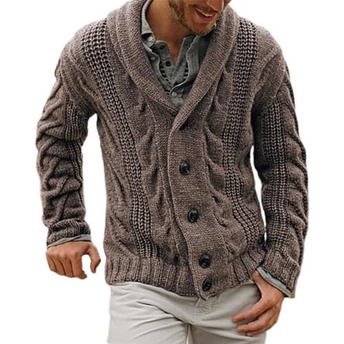 2021 New Casual Winter Autumn Men Solid Color Knitted Sweater Buttons Cardigan Warm Jacket Coat Suitable for Daily wear