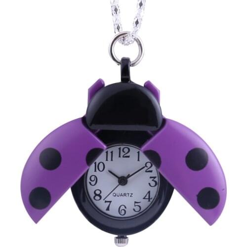 New arrival Cute ladybug Jewelry Creative Small Seven-Star Ladybug Pocket Watch necklace clock Jewelry gift Dropshipping #10