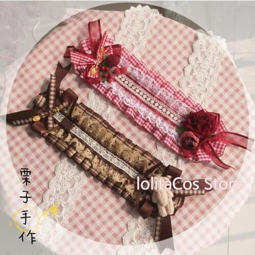 Super Cute Strawberry Berry Bear Lace Bow Hair band Lolita Element Kawaii Soft Girl Retro Headband Hairpin Hair Ornament