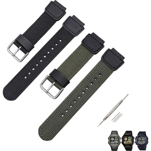 Suitable for CASIO AQ-S810W / SGW-300H / AE-1200 Nylon Watch Strap with 18mm convex mouth watch accessories