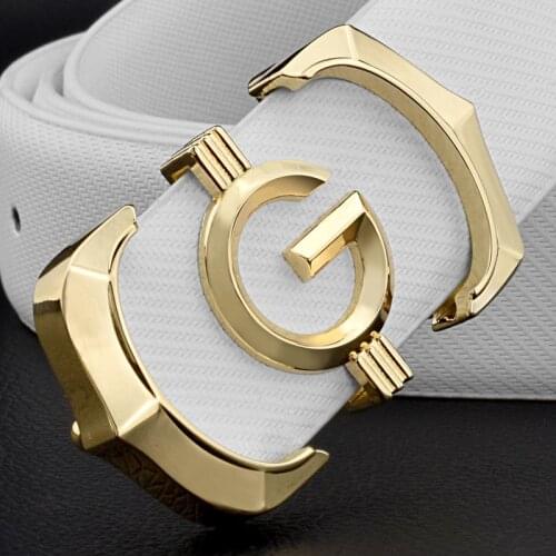 Men Belts High Quality Genuine Leather Fashion G Belt Designer Luxury Brand Cowskin Casual White Waist Strap Ceinture