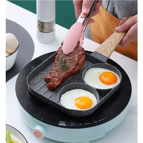 2 Hole Fried Egg Burger Pan Non-stick Ham Pancake Maker Wooden Handle Suitable For Gas Stove And Induction Cooker Cookware