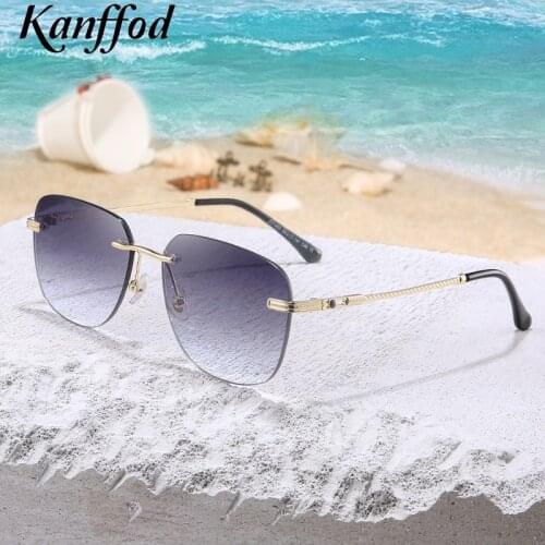 Kanffod Vintage Frameless Square Sunglasses Women Men Red Gray Mirror Lens Metal Frame Fashion Rimless Sun Glasses Ladies UV400