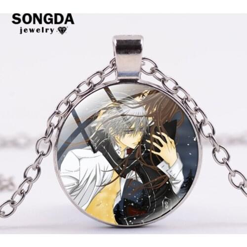 SONGDA Gothic Japanese Anime Vampire Knight Chain Necklace Classic Figures Kuran Yuki Kiryu Zero Pendants Necklaces Bijoux Femme