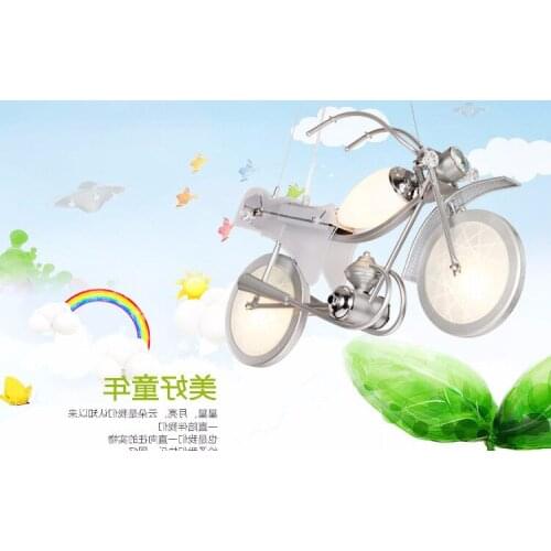 Modern Motorcycle Glass Pendant Light For Kids,children Cartoon Iron Light Fixture luminaire