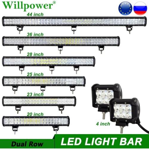 Off-road Car Roof Bullbar 20 23 25 28 36 44 inch LED Light Bar For Jeep Chevy Truck 4x4 Lightbar SUV Grille Fog Lamp Spotlights