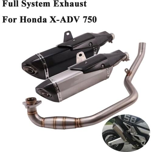 Full System Motorcycle Exhaust Slip On For Honda X-ADV 750 X ADV 750 Modified Front Middle Link Pipe Muffler DB Killer Silencer