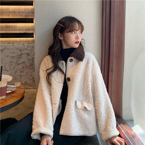 Make firm offers to han edition loose color matching fur coat