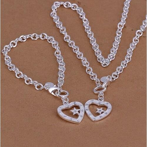 S032 Wholesale, free shipping jewelry set, fashion jewelry set Inlaid Heart And Star Two-Piece Jewelry Set