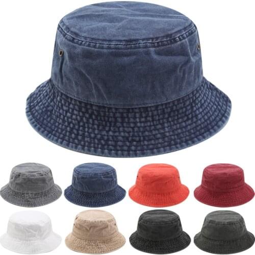 100%COTTON Bucket Hat Women Designer 11colors Women Summer Hats and Caps Patchwork Washed Denim Bucket Hat Fedora Wide Brim