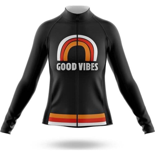 2021 Good Vibes Women Cycling Jersey Long Sleeve Clothing Race Road Bike Shirts Bicycle Tops MTB Uniform Maillot
