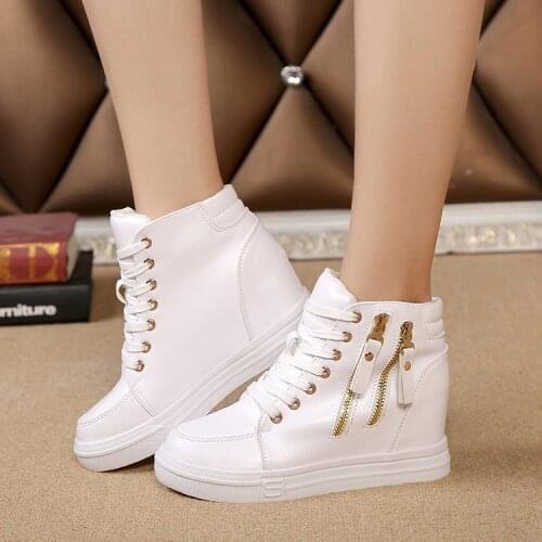 2021 winter New Women Chunky sneakers Lace-Up Wedge Shoes Womens Vulcanized Shoes Casual Platform Sneakers Females Cotton shoes