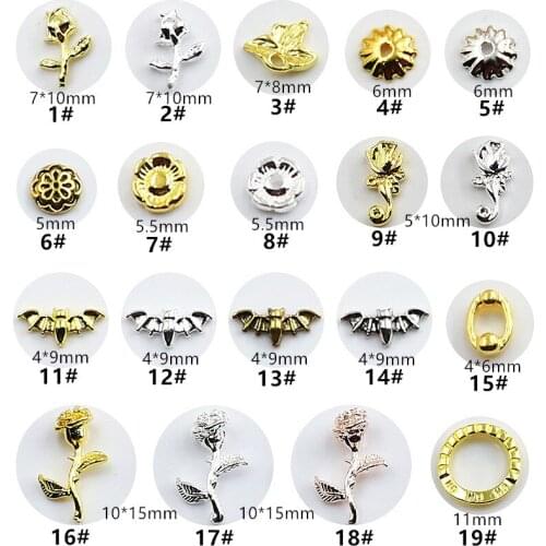 10pcs/lot Korea 3D Alloy Nail Art Decorations Kawaii Flower Nail Accessories Charm Styling Tools Nail Parts Tips