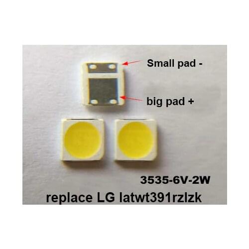 100PC SMD LED 3535 6V Cold White 2W For TV/LCD Backlight replace LATWT391RZLZK led diode