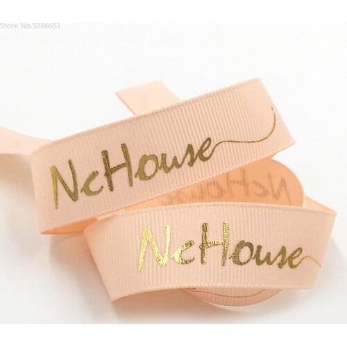 100Yards Grosgrain Ribbon Custom Printed Words Name Gift Advertising Belt Flower Packaging Christmas Wedding Decorate