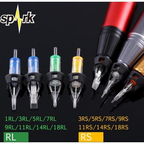 16pcs SPARKCARTRIDGE Tattoo Needles Rainbow shockproof Cartridge Round Liner/Round Shader(0.35mm needle)1203/05/07/09/14RL & RS