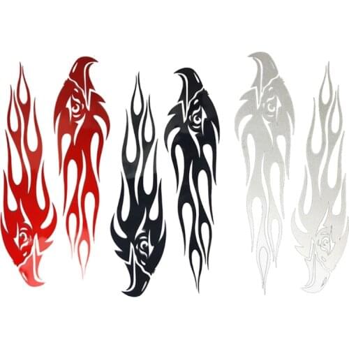 A0NE 2 Pcs Custom Car Stickers DIY Kit Eagle Flame Pattern Reflective Scooter Bicycle Cool Decal Logo Reflective Styling