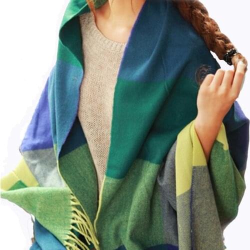 2020 Luxury Brand Wool Winter Warm Women Scarf Plaid Thick Blanket Shawls and Wraps Hijab Scarves for Women bufanda mujer