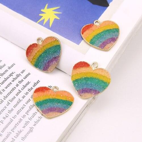 4pcs Imitation Ore Rainbow Color heart-shaped Earrings Japanese And Korean Girls Love Personality Fashion Jewelry Accessories