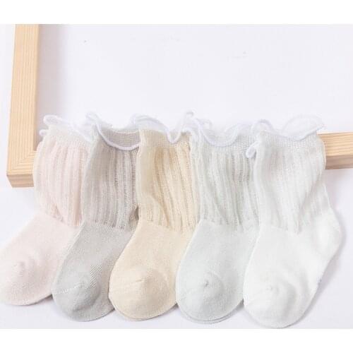 5 Pairs/Lot Newborn Cotton Socks Boy Girl Baby Infant Ultrathin Fashion Breathable Solid Mesh Socks for Summer Baby Sock 0-5Yrs