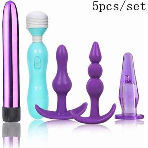 5Pcs/Set Mini Anal Plug for Beginner Butt Plug AV Vibrator Bullet Dildo Vibrator Sex Toys for Women Men Sex Products
